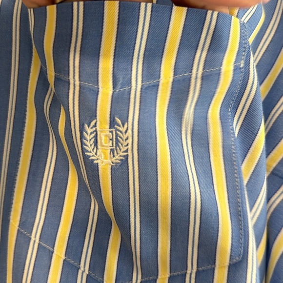 Men’s L/S Ċhaps Button down in XXL Tall. Blue/yellow stripe. Front pocket. - Picture 4 of 8
